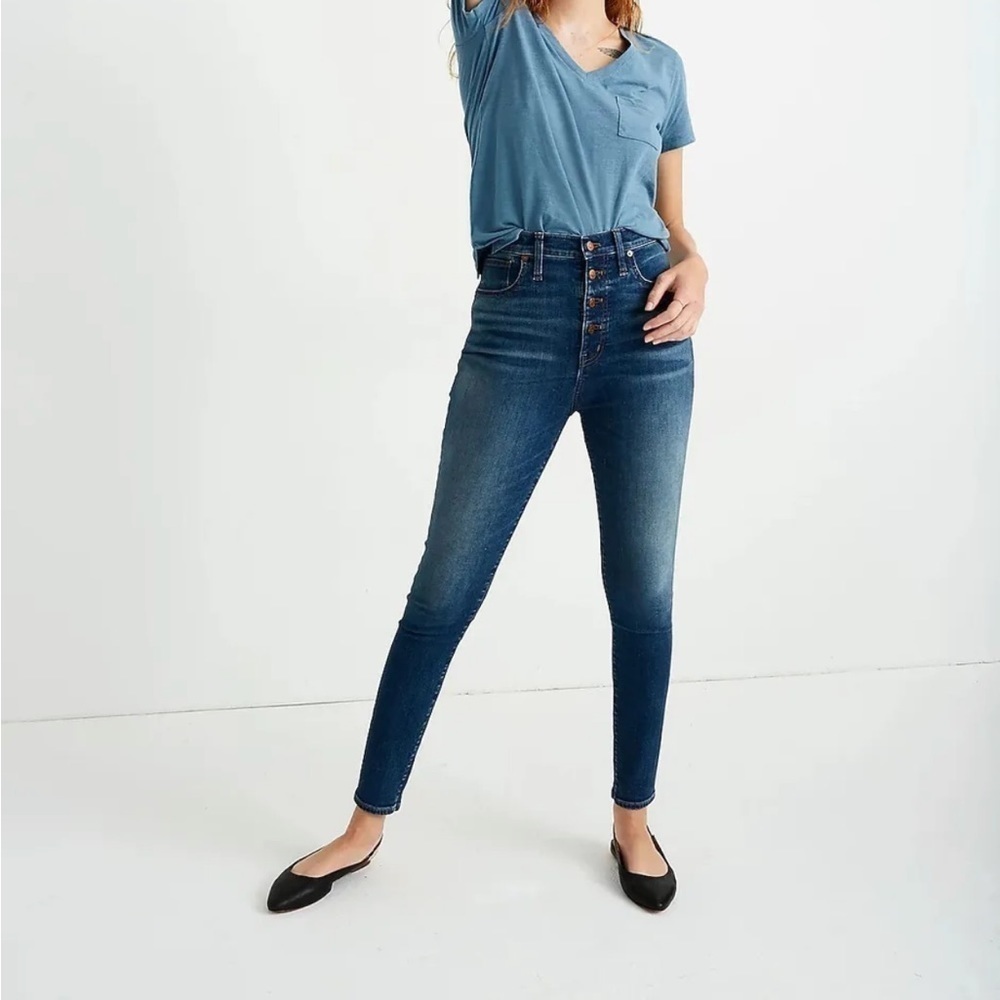 Madewell High-Rise Skinny Jeans In Ames Wash Button-Front Edition